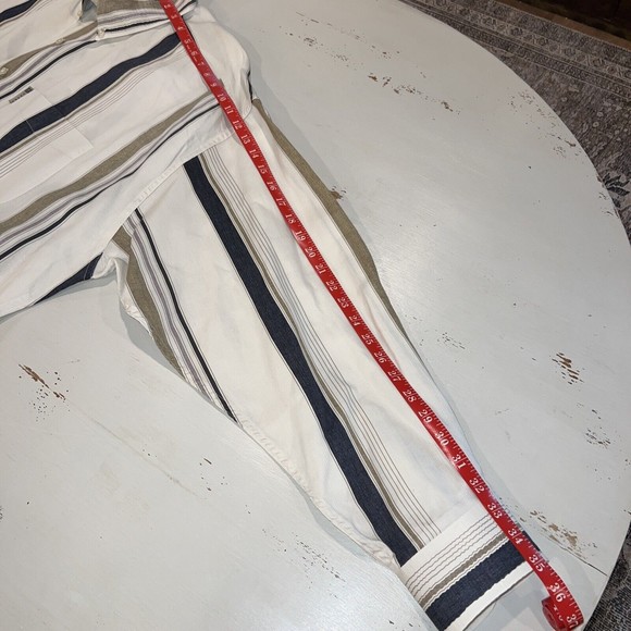 Ralph Lauren Men XL  XXL Button Down Long Sleeve Shirt Stipe Ivory Coal Runs BIG - Picture 7 of 13